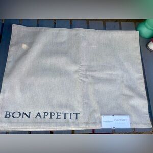 Threshold Neutral Tone Placemat with the words Bon Appetit set of 4
